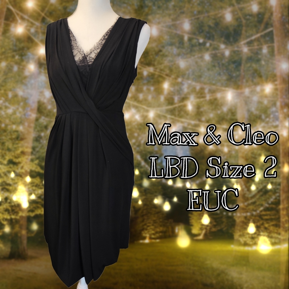 Max & Cleo Black Sleeveless V-Neck Cocktail Dress